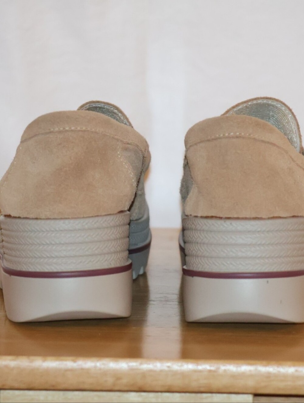 Ruiatoo Beige Slip-On Suede Platform Loafers. - Picture 7 of 14